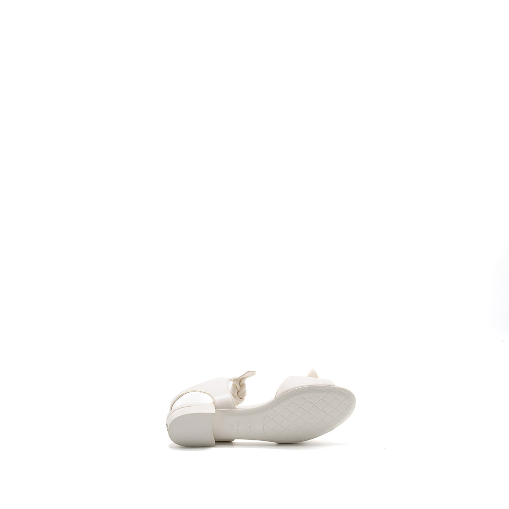 CHANEL RIBBON SANDALS LAMBSKIN WHITE