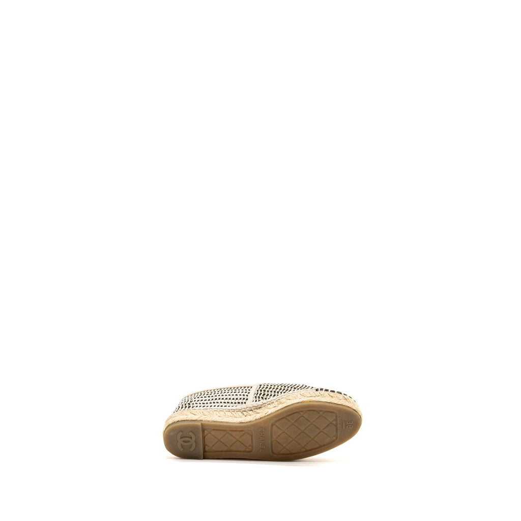 CHANEL 21P ESPADRILLES MESH/GROSGRAIN BEIGE/BLACK