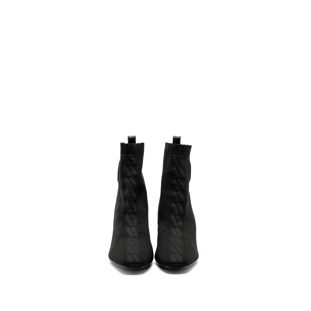 HERMES VOLVER ANKLE BOOTS CHENILLE KNIT/ CALFSKIN BLACK