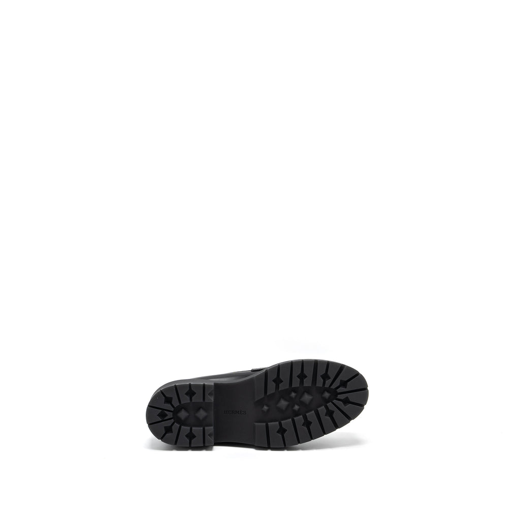 HERMES MOCASSINS HITCH LOAFER GLACÉD CALFSKIN BLACK