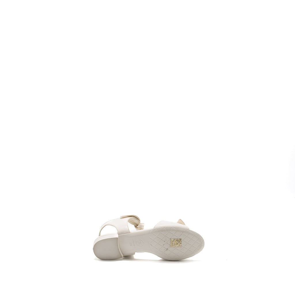 CHANEL RIBBON SANDALS LAMBSKIN WHITE