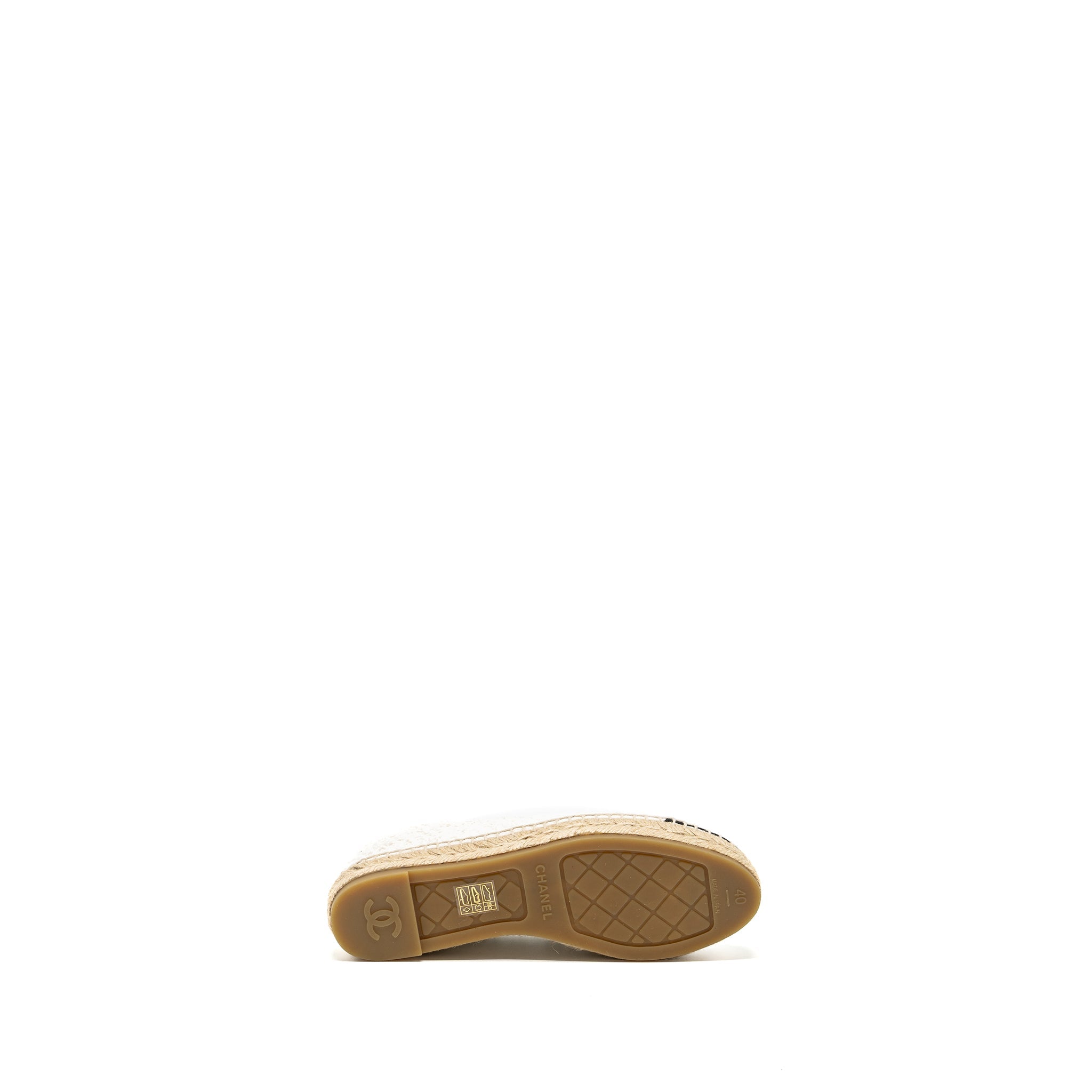 CHANEL ESPADRILLES COTTON/TWEED WHITE / BLACK