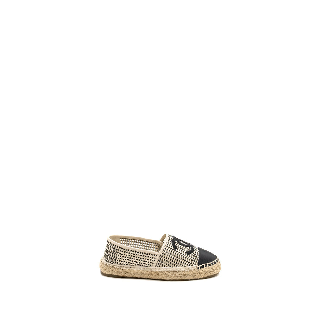 CHANEL 21P ESPADRILLES MESH/GROSGRAIN BEIGE/BLACK