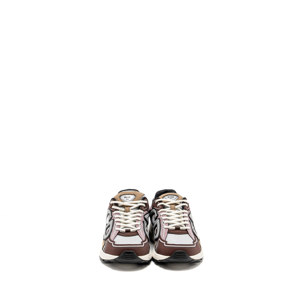 DIOR B30 LOW TRAINERS TECHNICAL MESH/CALFSKIN GREY/BROWN