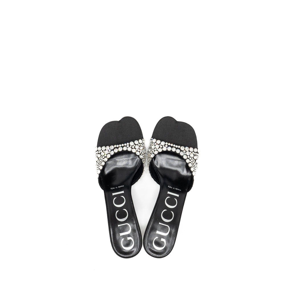 GUCCI CRYSTAL-EMBELLISHED STAIN SANDALS BLACK