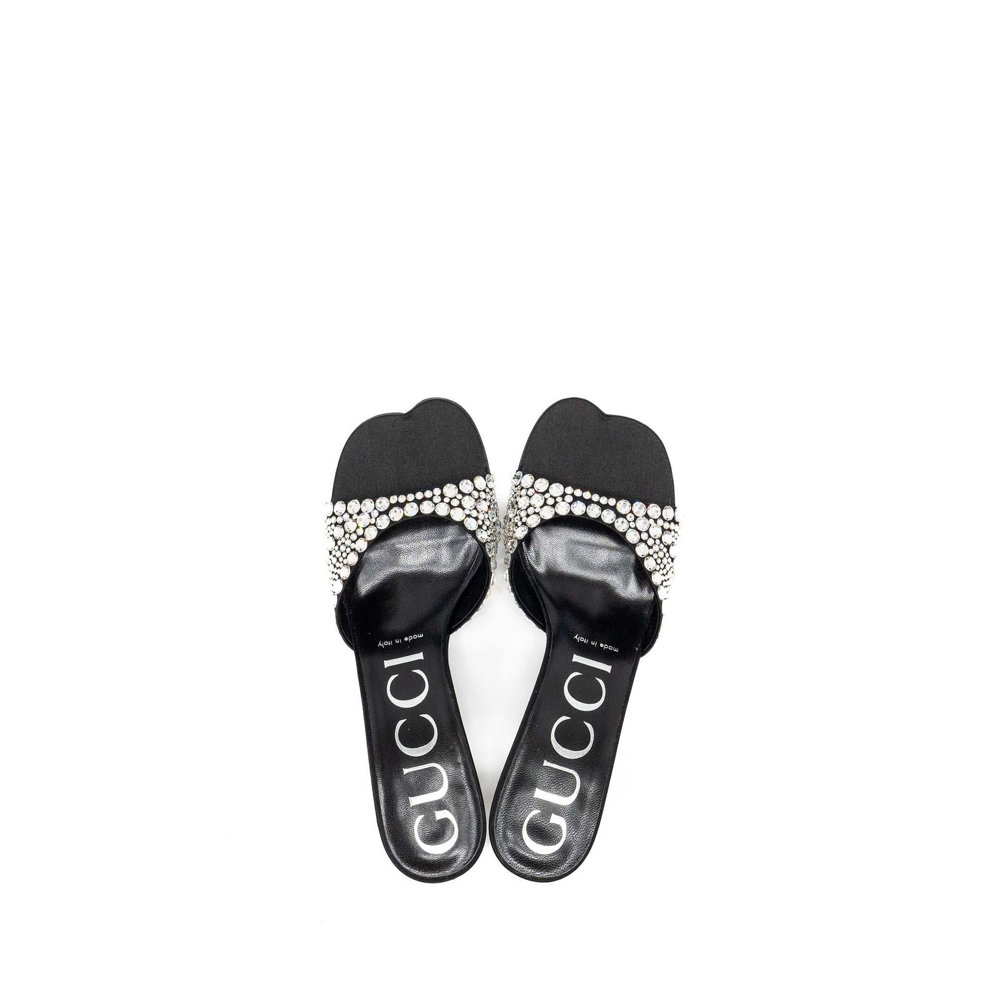 GUCCI CRYSTAL-EMBELLISHED STAIN SANDALS BLACK