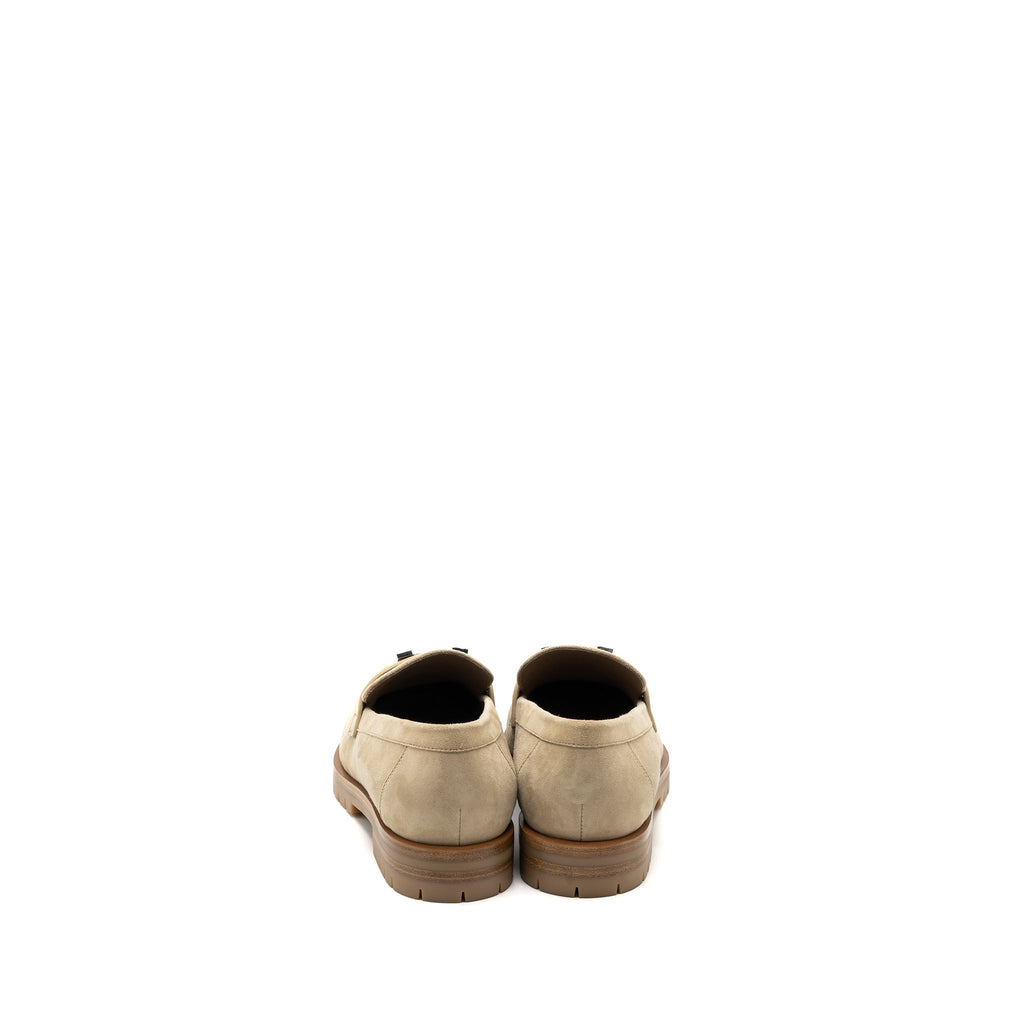 HERMES FAUBOURG LOAFER SUEDE GOATSKIN BEIGE ARGILE SHW