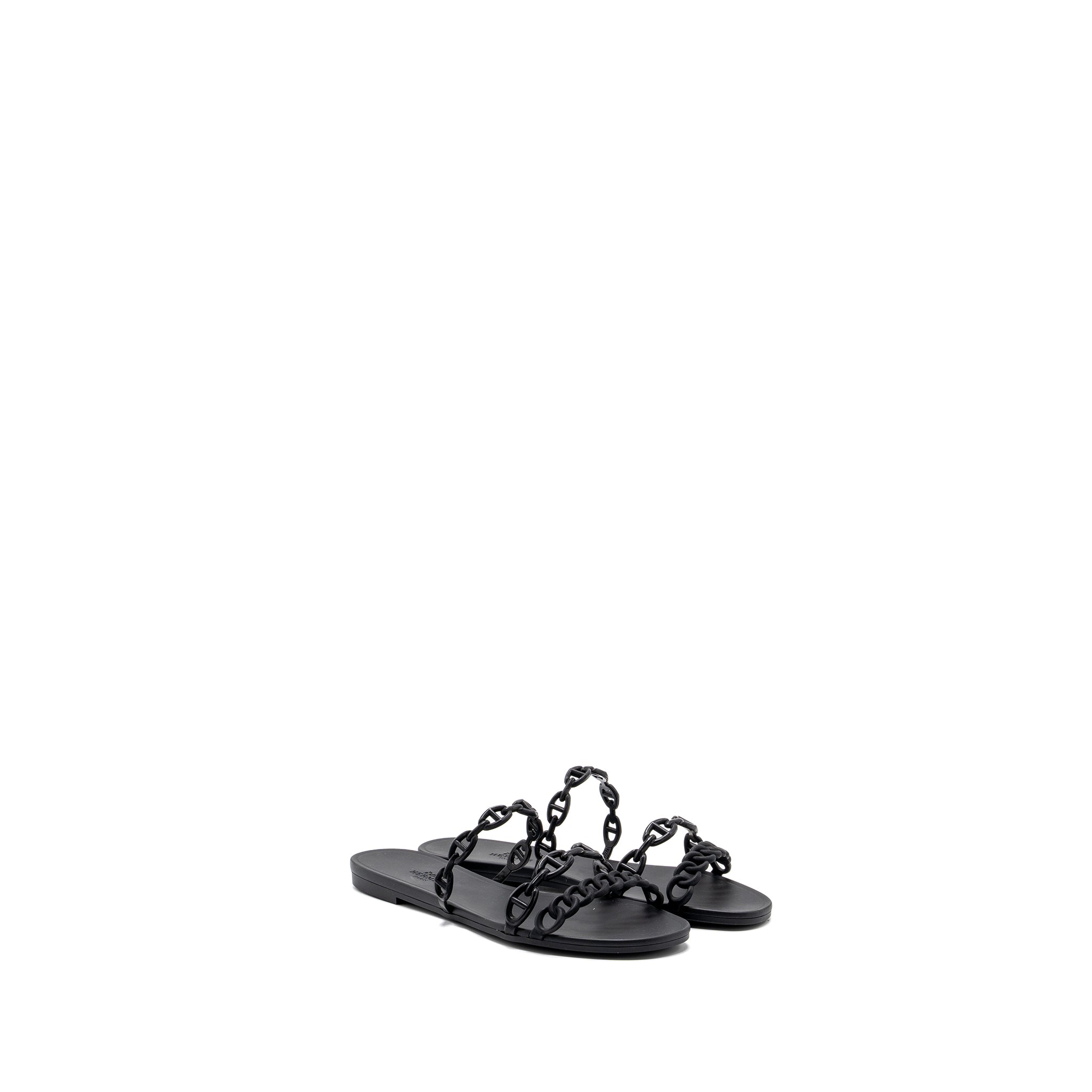 HERMES RIVAGE SANDALS RUBBER BLACK