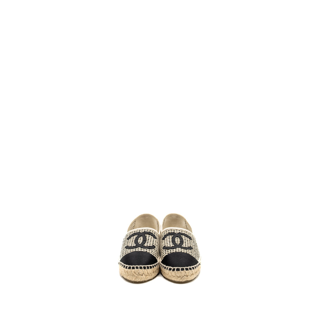 CHANEL 21P ESPADRILLES MESH/GROSGRAIN BEIGE/BLACK
