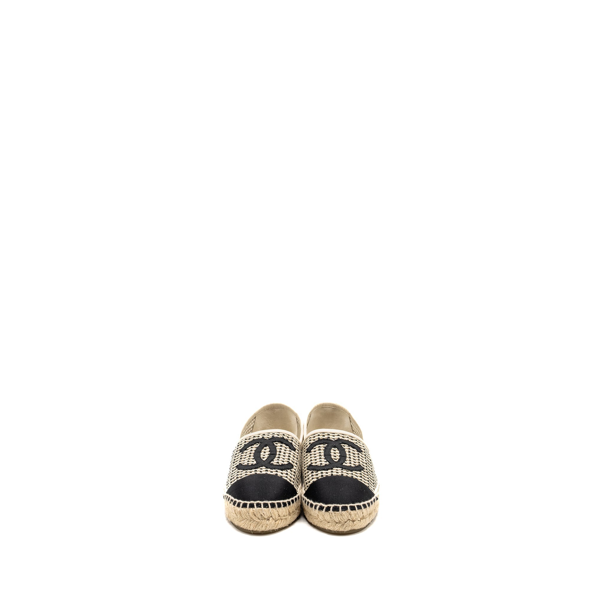 CHANEL 21P ESPADRILLES MESH/GROSGRAIN BEIGE/BLACK