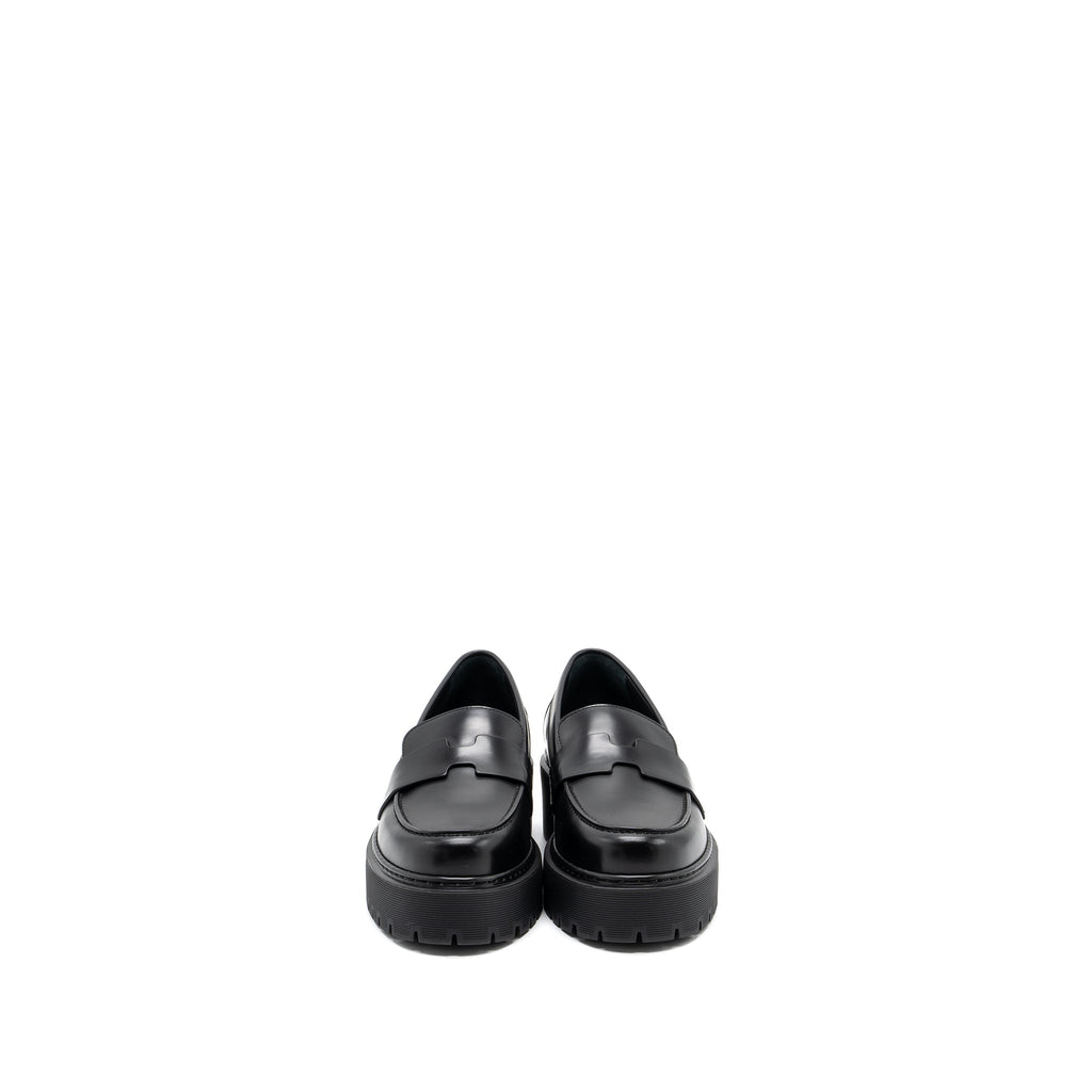 HERMES MOCASSINS HITCH LOAFER GLACÉD CALFSKIN BLACK