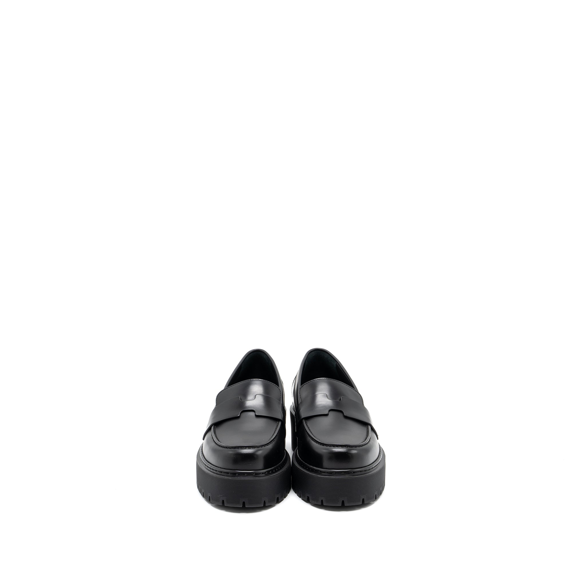 HERMES MOCASSINS HITCH LOAFER GLACÉD CALFSKIN BLACK