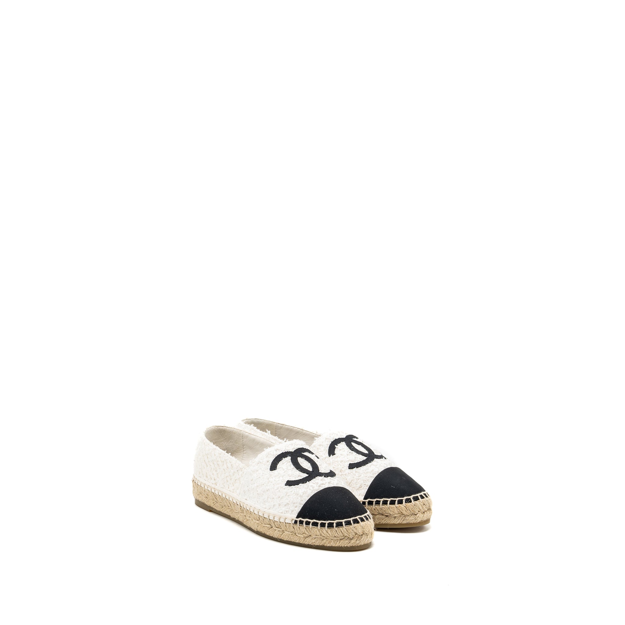 CHANEL ESPADRILLES COTTON/TWEED WHITE / BLACK