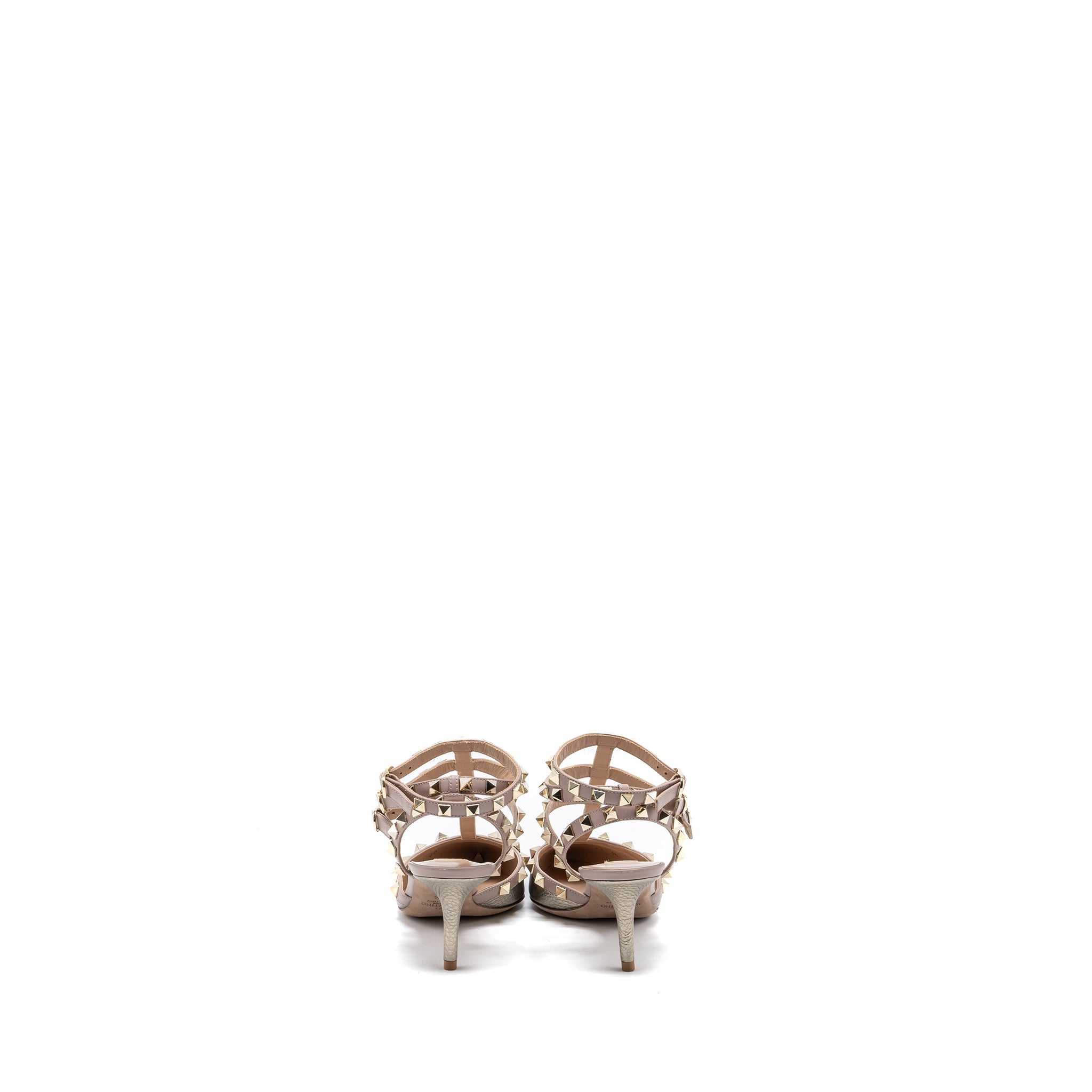 VALENTINO ROCKSTUD CAGED PUMP 65MM CALFSKIN GOLD