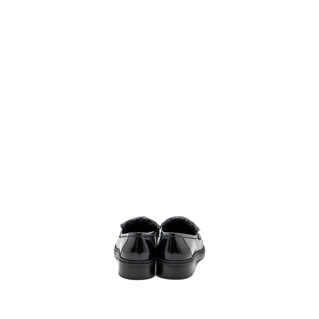 CHANEL QUILTED CC LOGO LOAFER PATENT LAMBSKIN BLACK LGHW