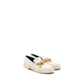 CHANEL LEATHER CHAIN/PEARL CC LOGO LOAFER LAMBSKIN WHITE GHW
