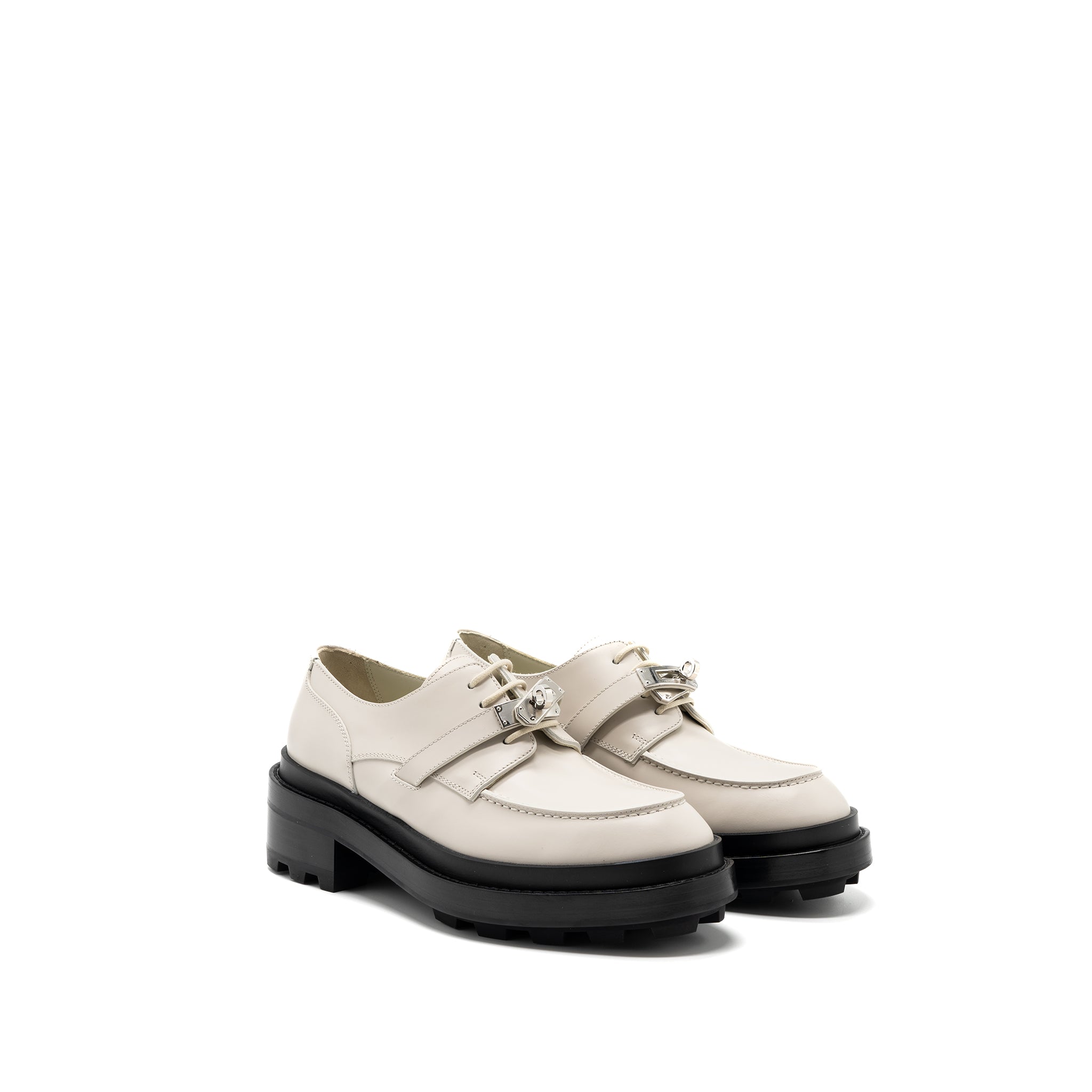 HERMES FIRST DERBY OXFORD LOAFER CALFSKIN BEIGE GLAISE SHW