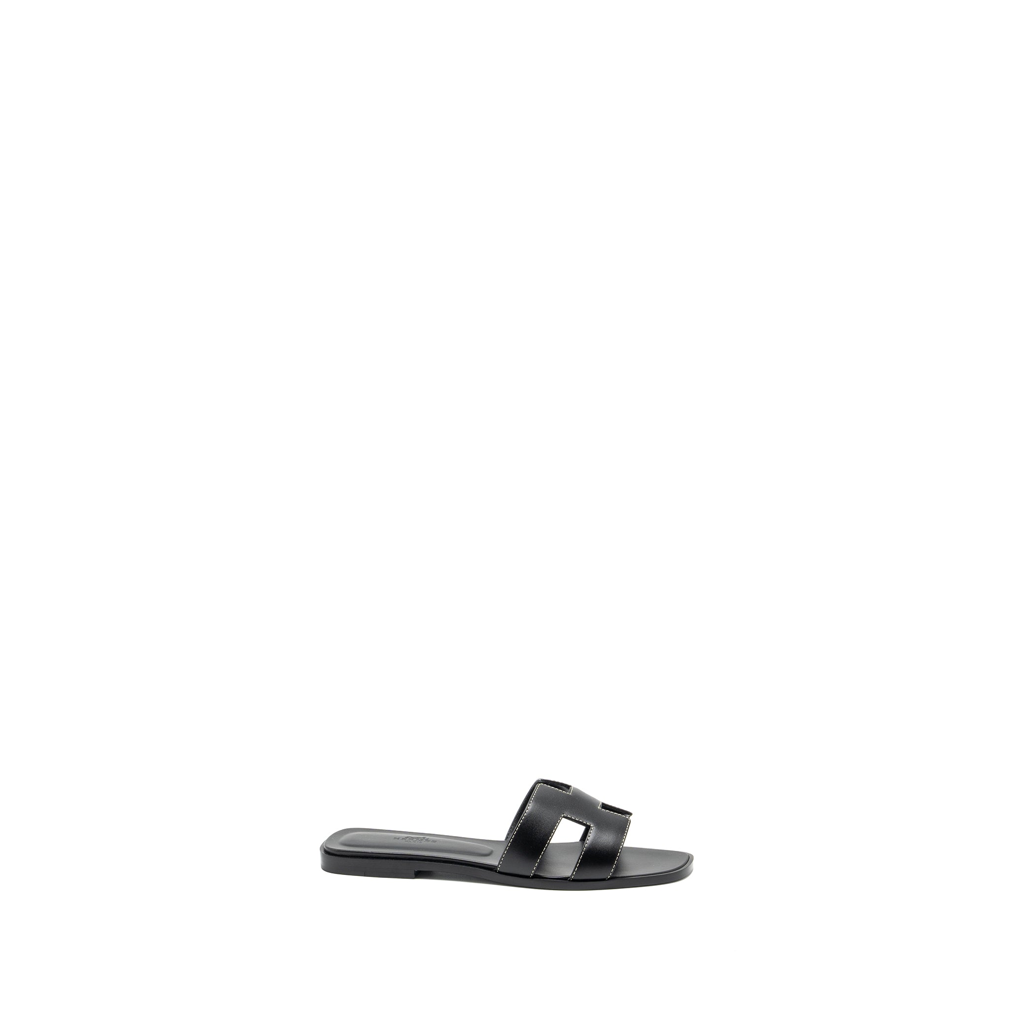 HERMES ORAN SANDALS CALFSKIN BLACK