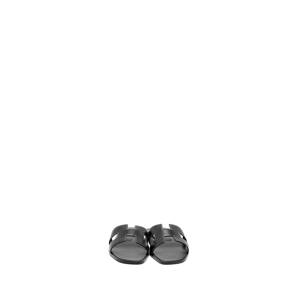 HERMES ORAN SANDALS CALFSKIN BLACK