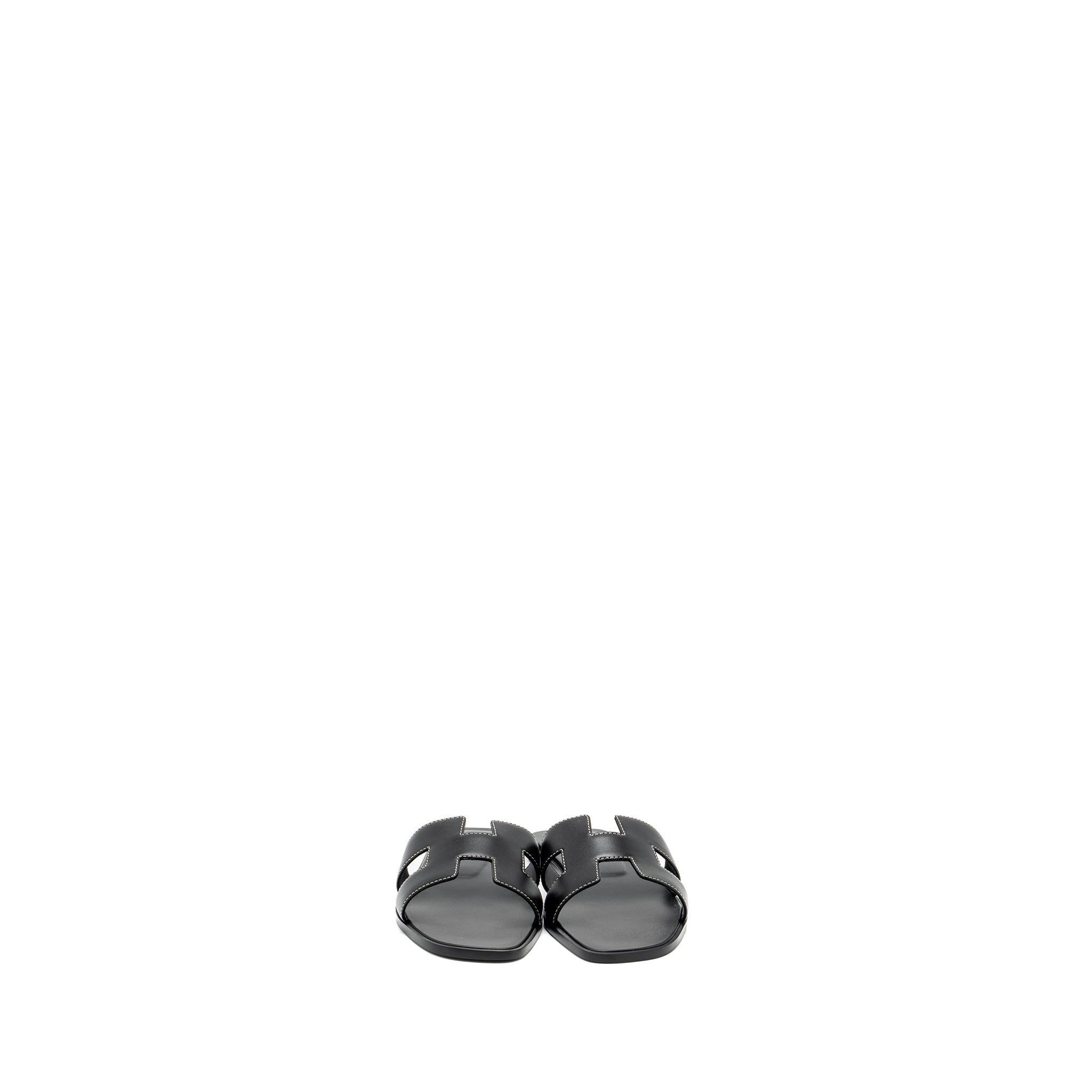 HERMES ORAN SANDALS CALFSKIN BLACK
