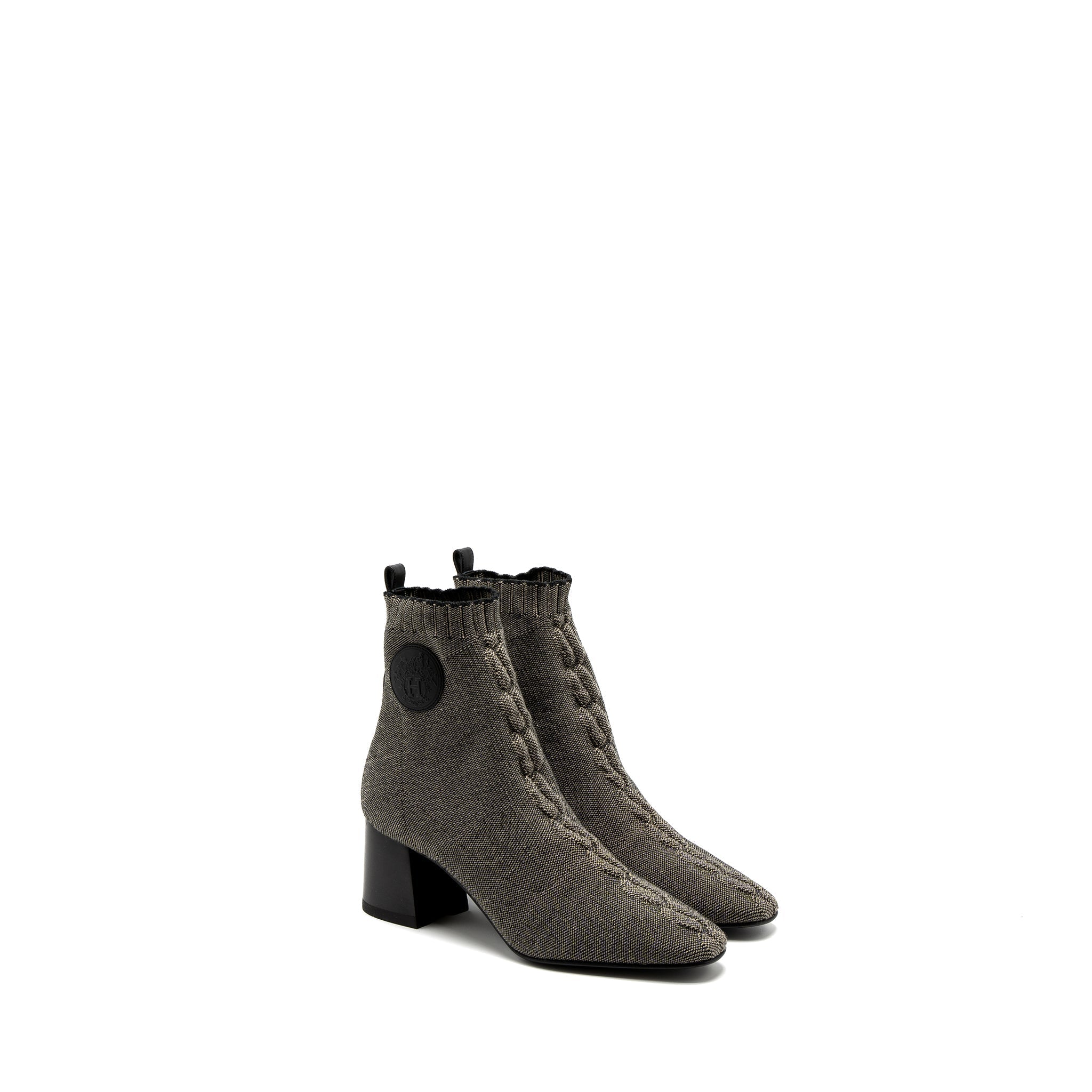 HERMES GOLFER ANKLE BOOT CALFSKIN NOCCIOLA/BLACK