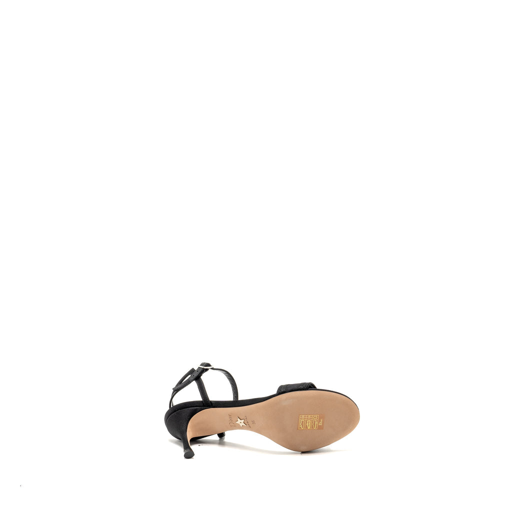 DIOR DWAY HIGH-HEELED SANDALS EMBROIDERED SATIN LEATHER BLACK SHW