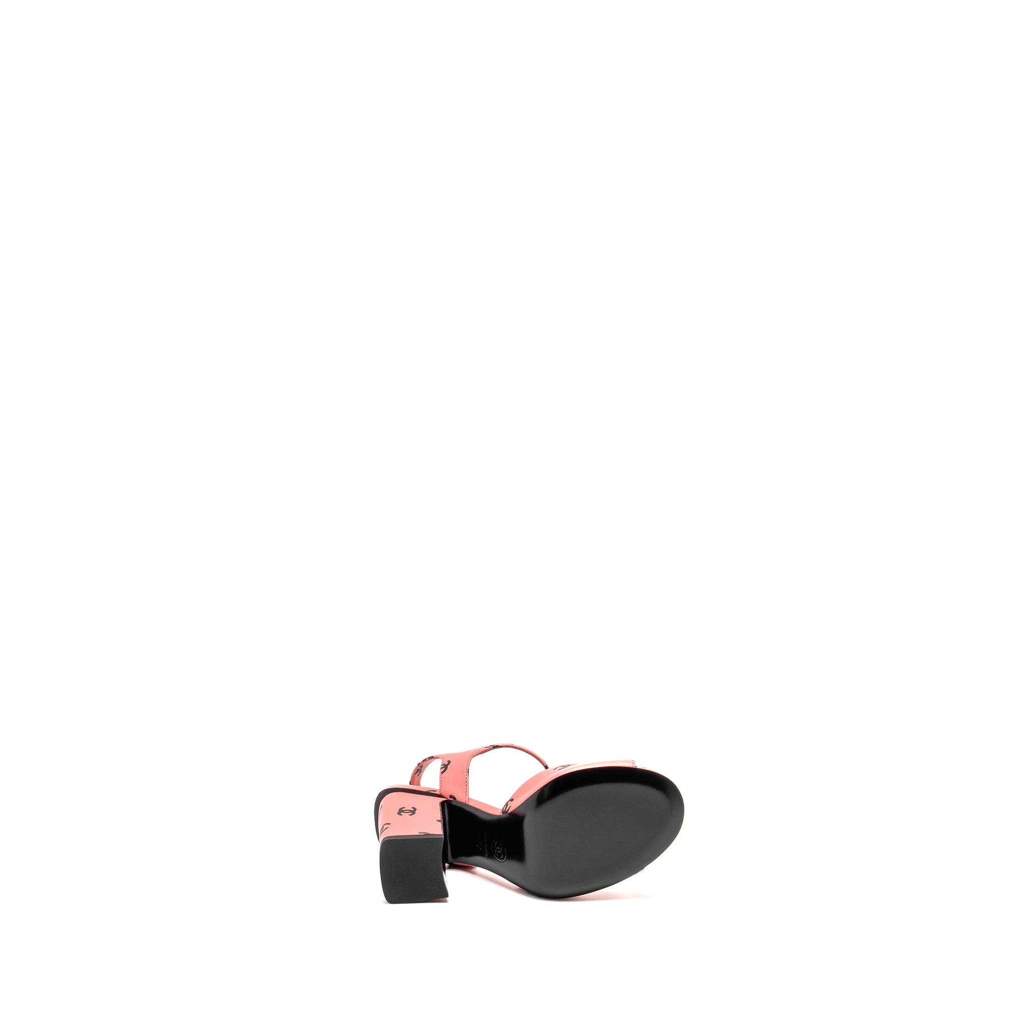 CHANEL 22S PRINTED SANDALS LAMBSKIN PINK/BLACK