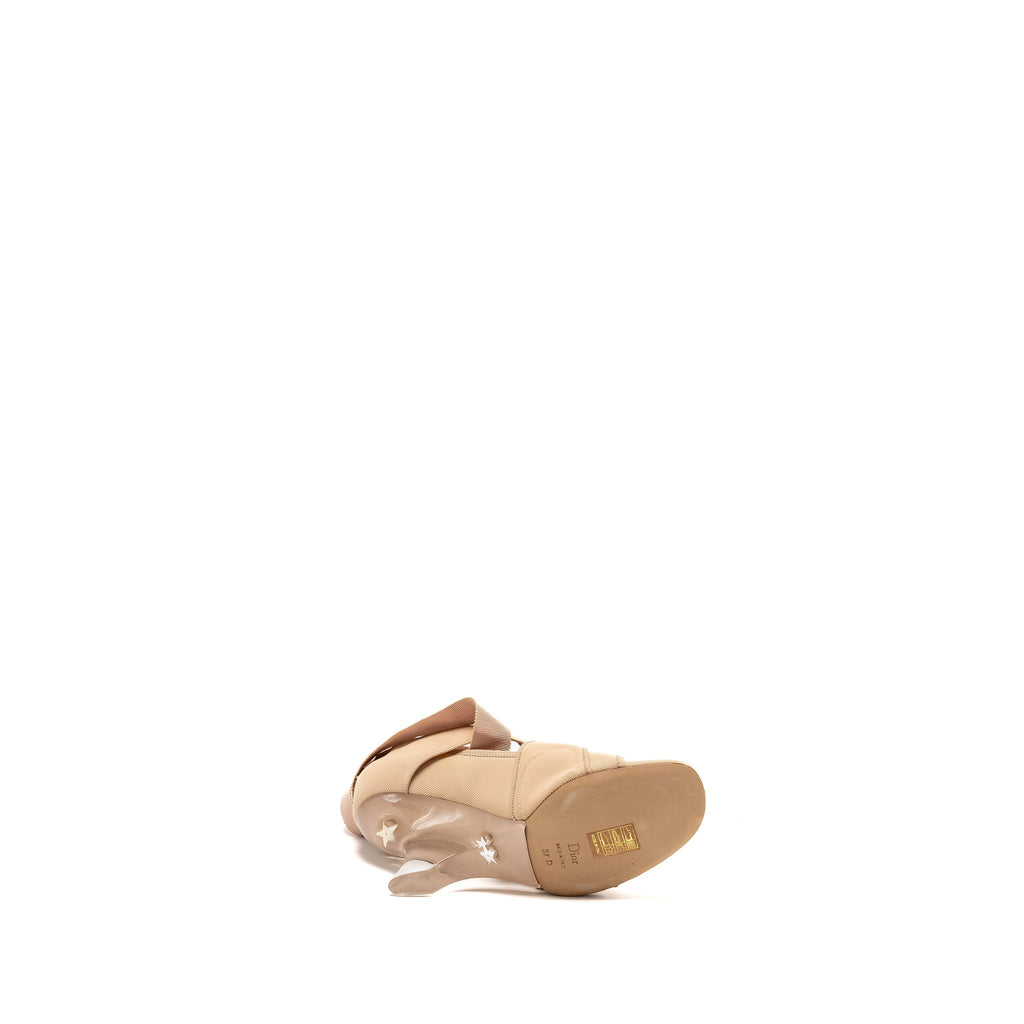DIOR LACE UP ETOILE SANDALS BEIGE