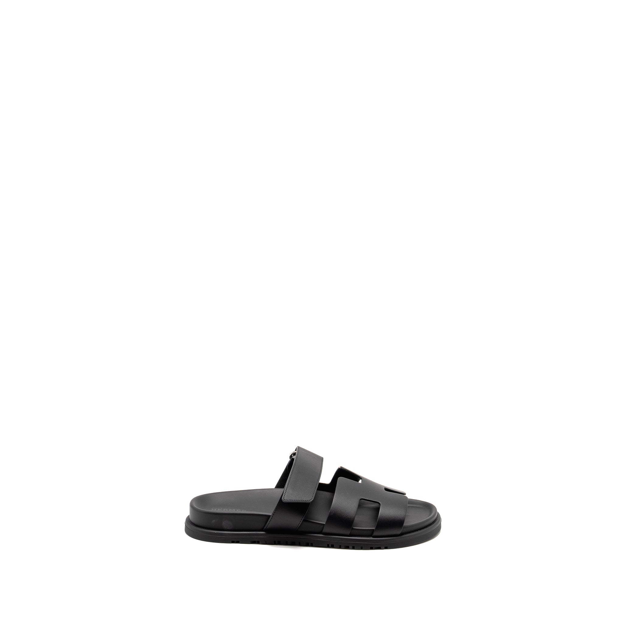 HERMES CHYPRE SANDALS CALFSKIN BLACK