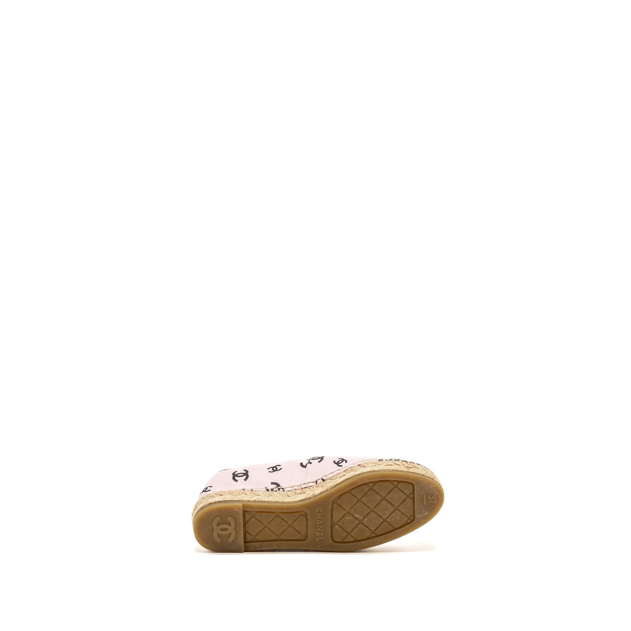 CHANEL 22S CC LOGO ESPADRILLES LEATHER PINK/BLACK