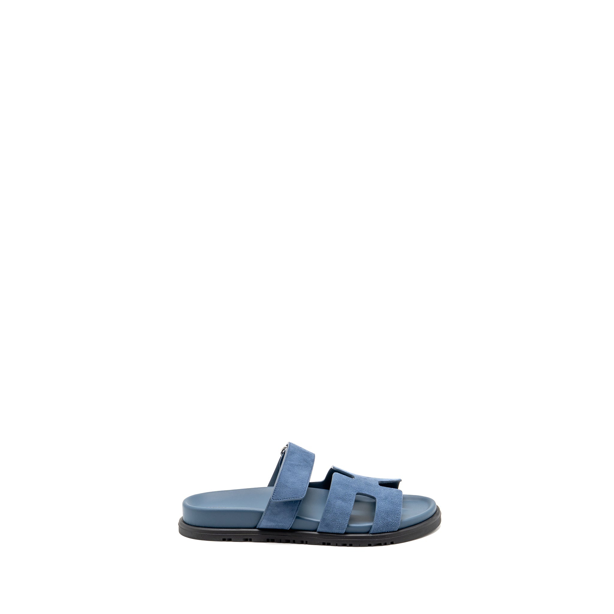 HERMES FEMME CHYPRE SANDALS CHEVRE VELOURS BLEU TURQUIM