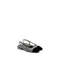 CHANEL SLING BACK FLAT SHOES FELT/VELVET GREY/BLACK
