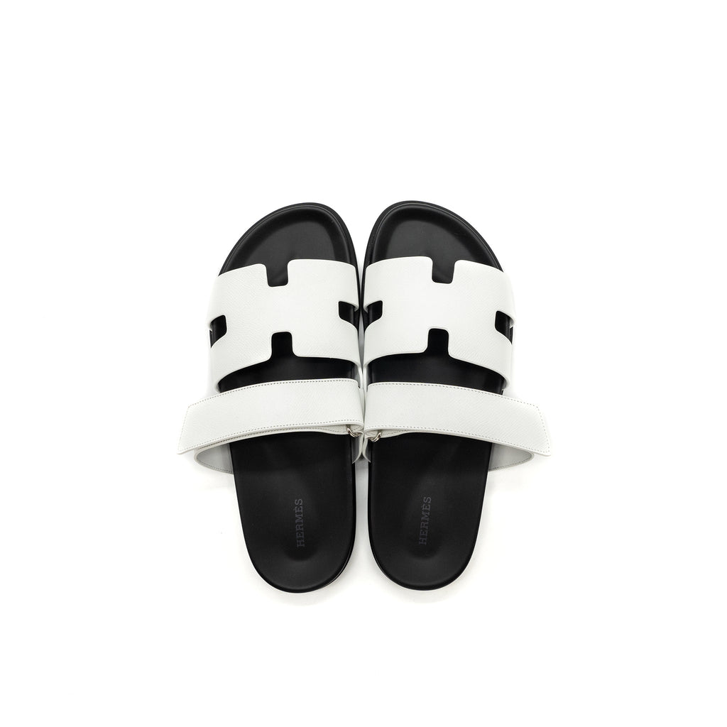 HERMES CHYPRE SANDALS EPSOM WHITE