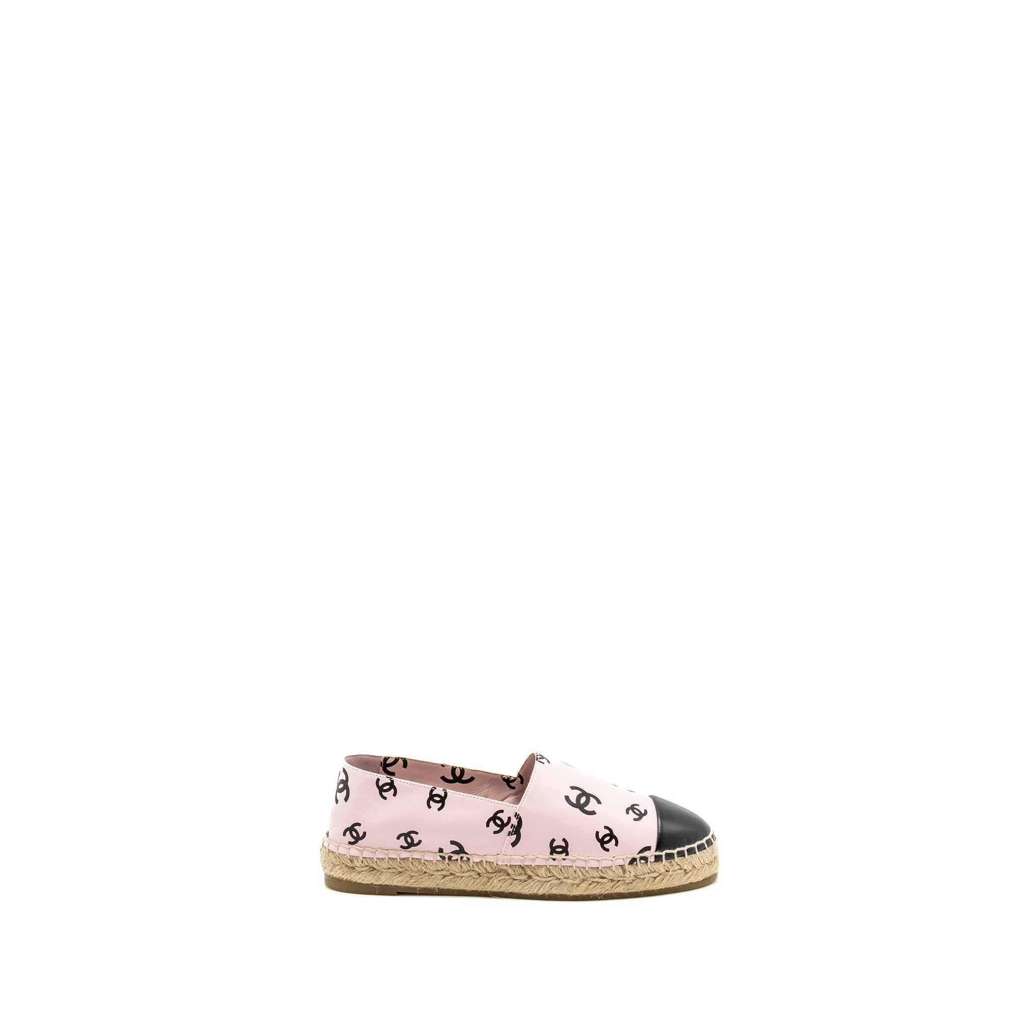CHANEL 22S CC LOGO ESPADRILLES LEATHER PINK/BLACK