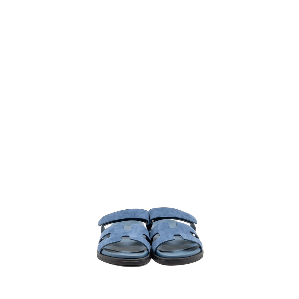 HERMES FEMME CHYPRE SANDALS CHEVRE VELOURS BLEU TURQUIM