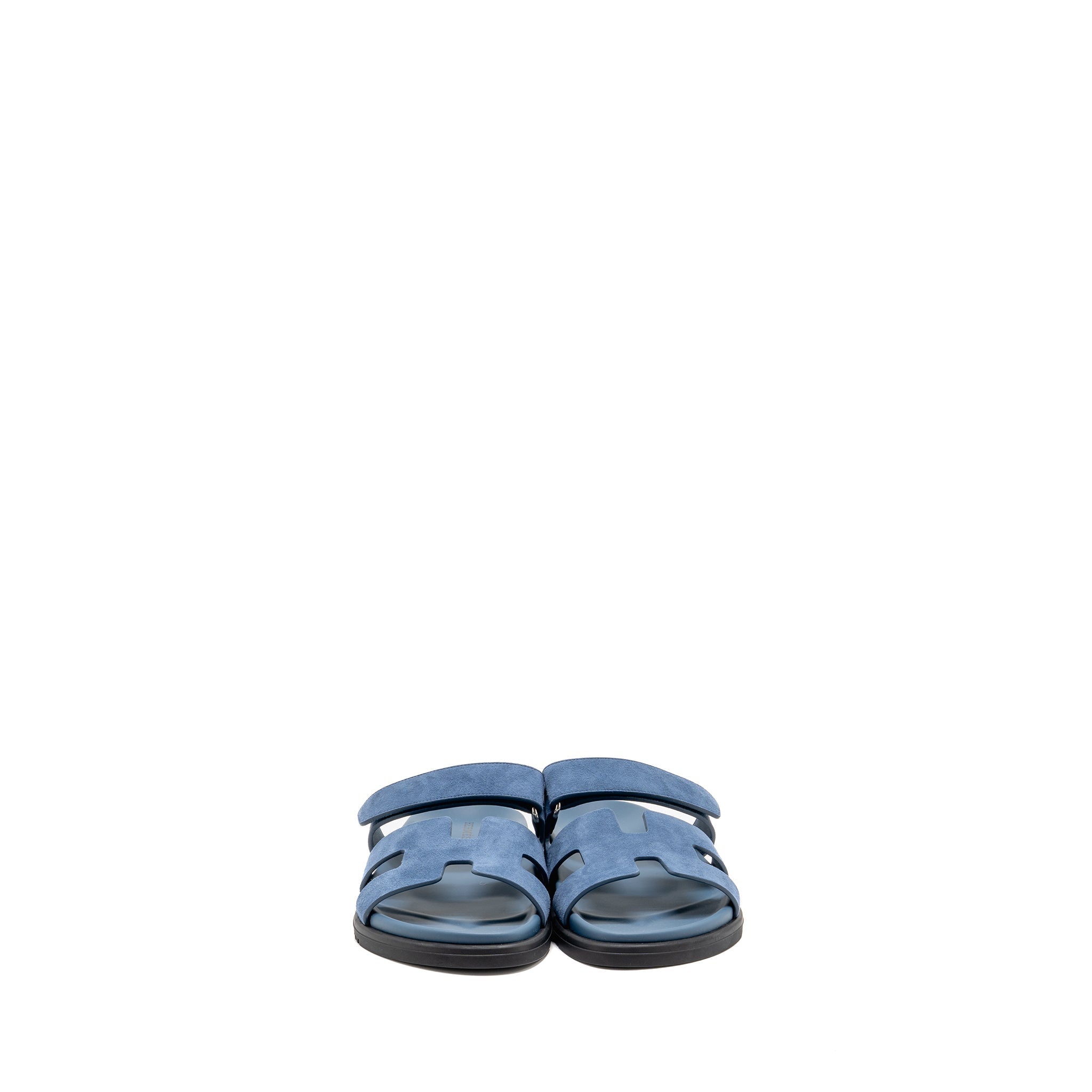 HERMES FEMME CHYPRE SANDALS CHEVRE VELOURS BLEU TURQUIM