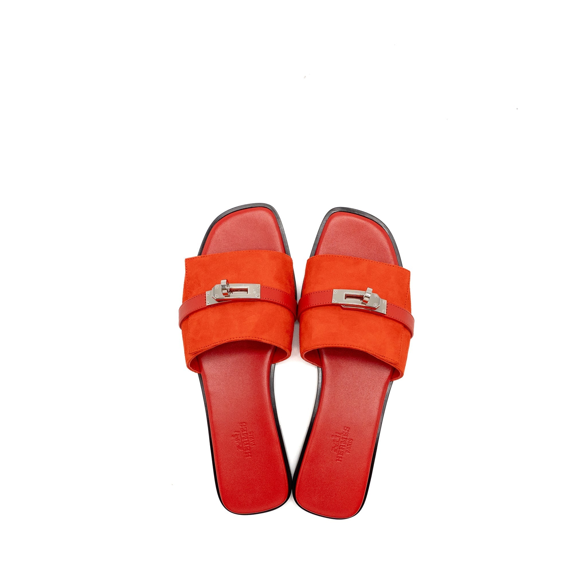 HERMES GIULIA SANDALS LEATHER RED SHW