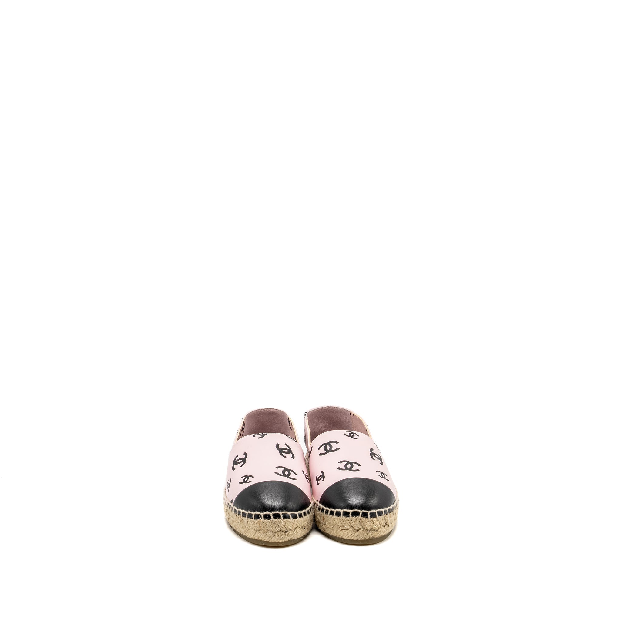 CHANEL 22S CC LOGO ESPADRILLES LEATHER PINK/BLACK