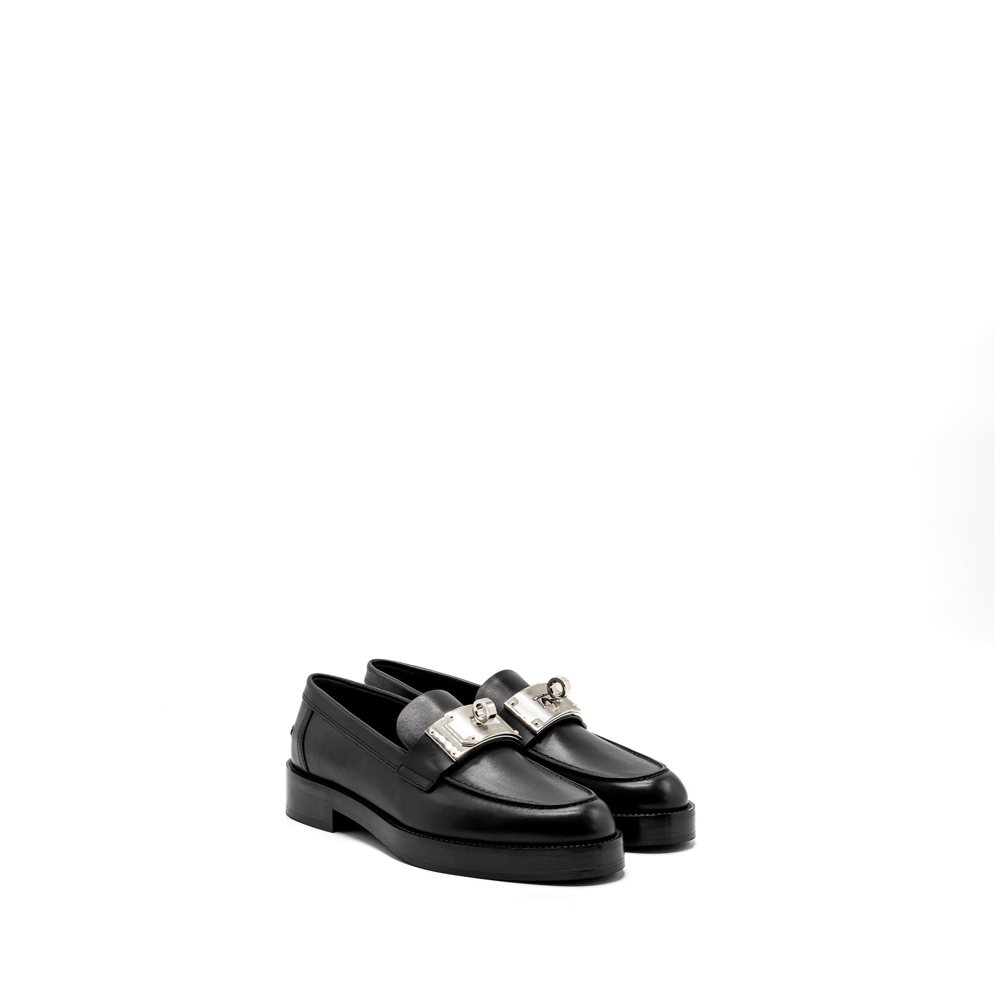 HERMES HOT MOCCASINS CALFSKIN BLACK SHW