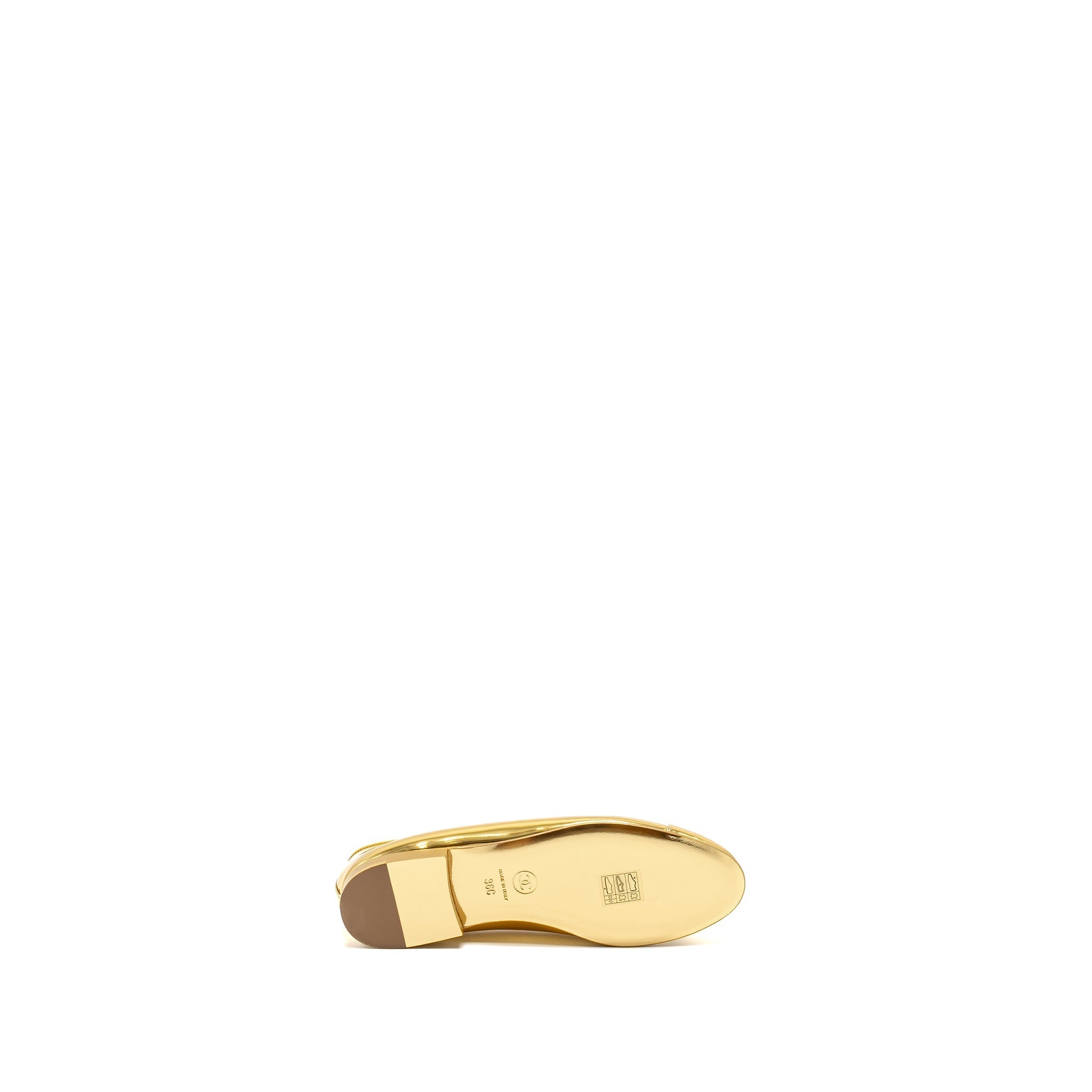 CHANEL 22K BALLERINAS FLAT SHOES CALFSKIN/PATENT GOLD