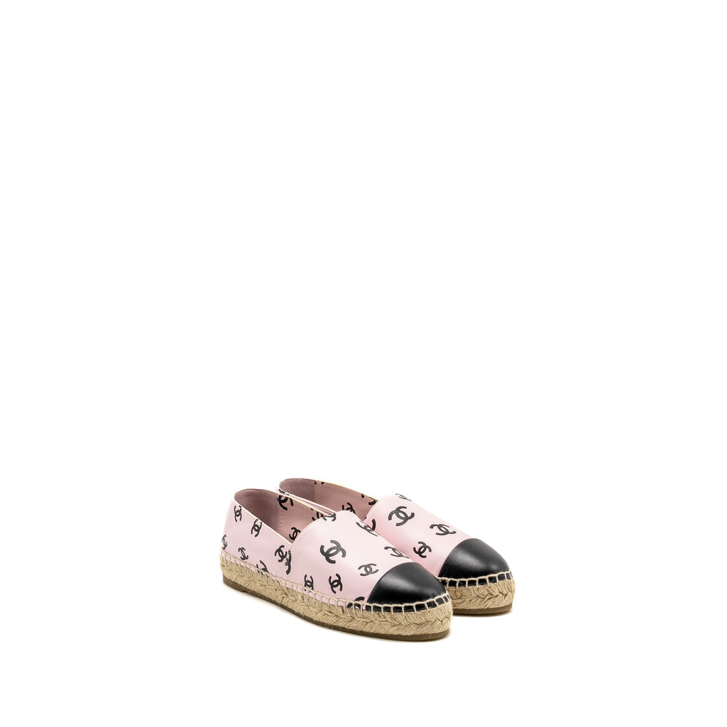 CHANEL 22S CC LOGO ESPADRILLES LEATHER PINK/BLACK