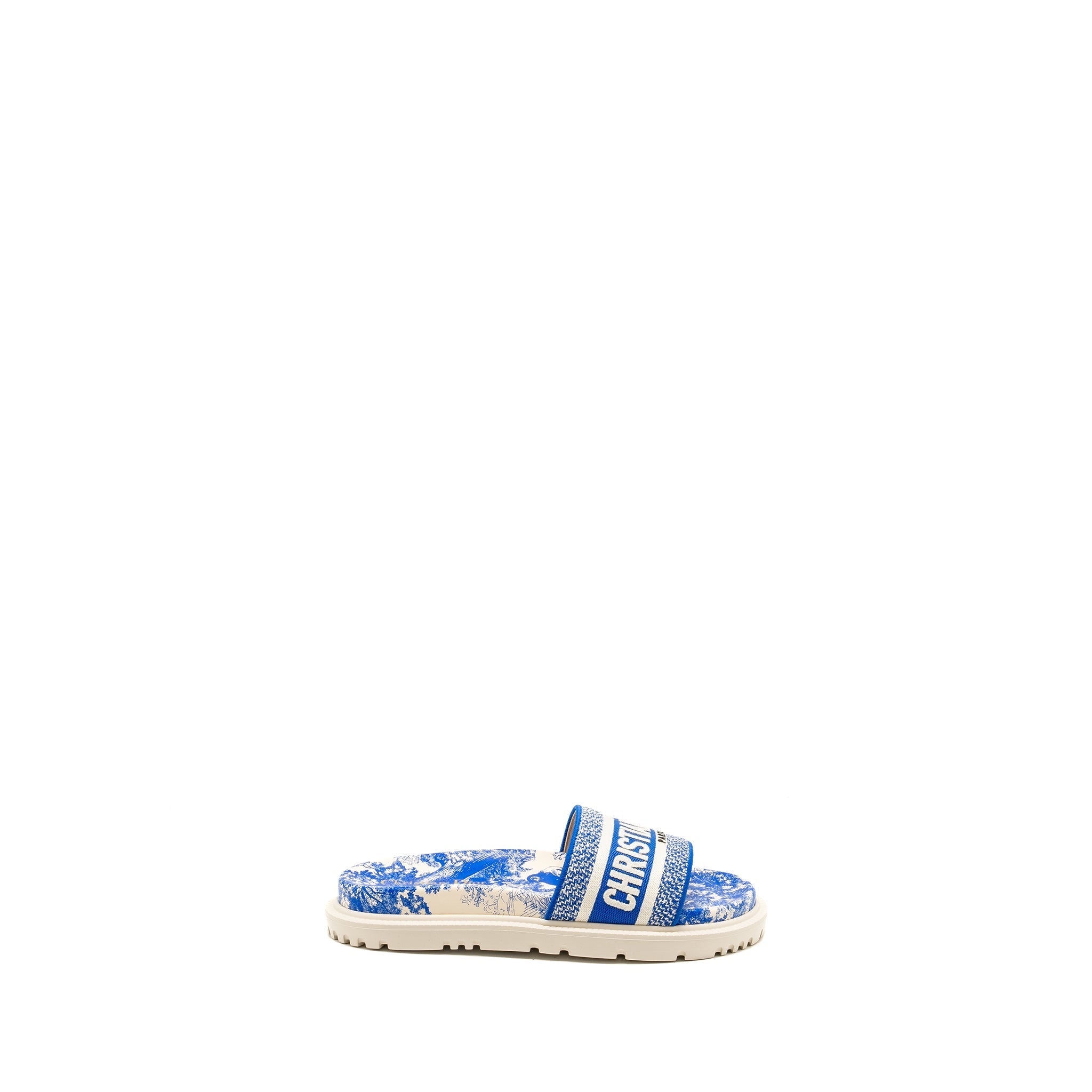 DIOR SANDALS EMBROIDERED COTTON/ RUBBER BLUE