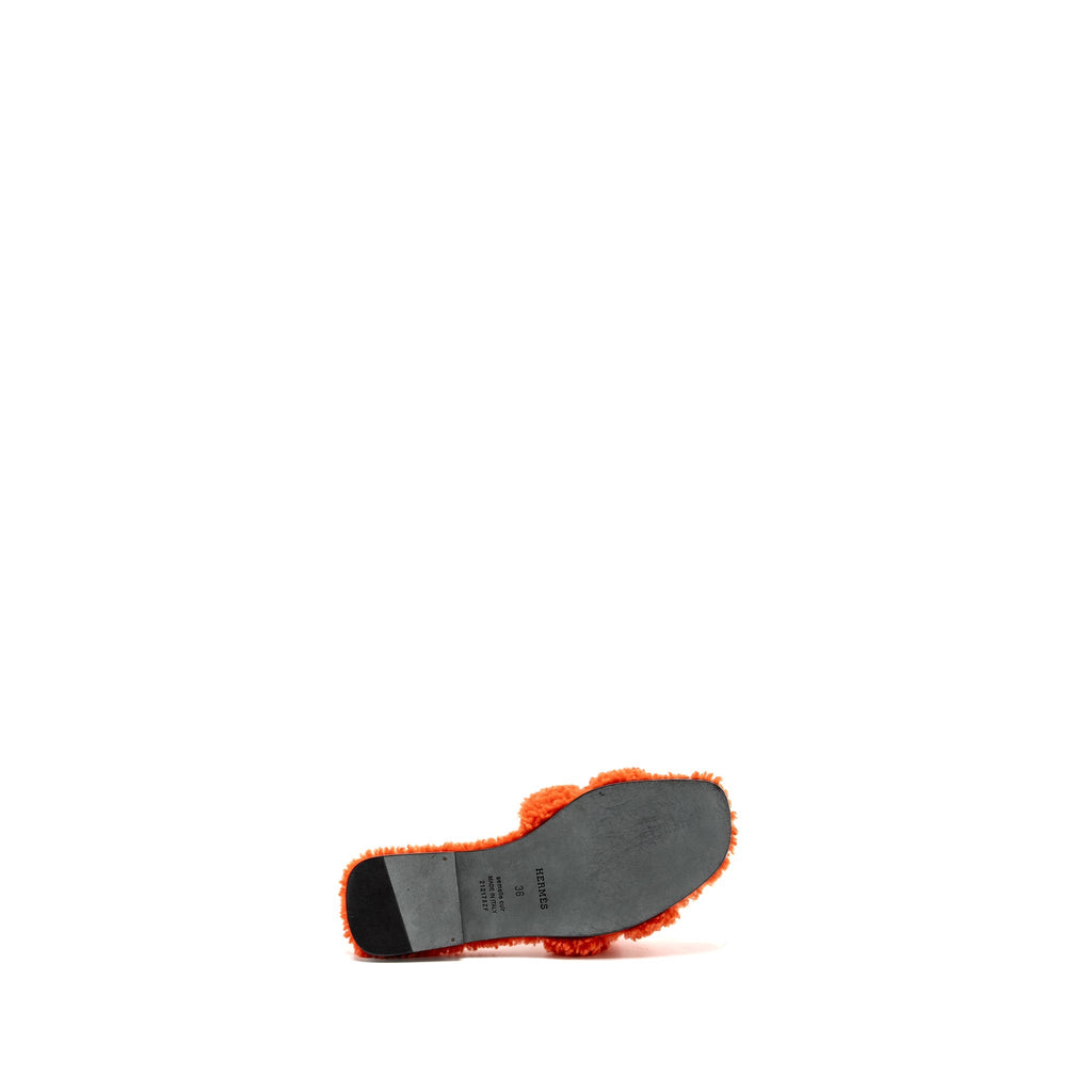 HERMES ORAN SANDALS SHEARLING ORANGE