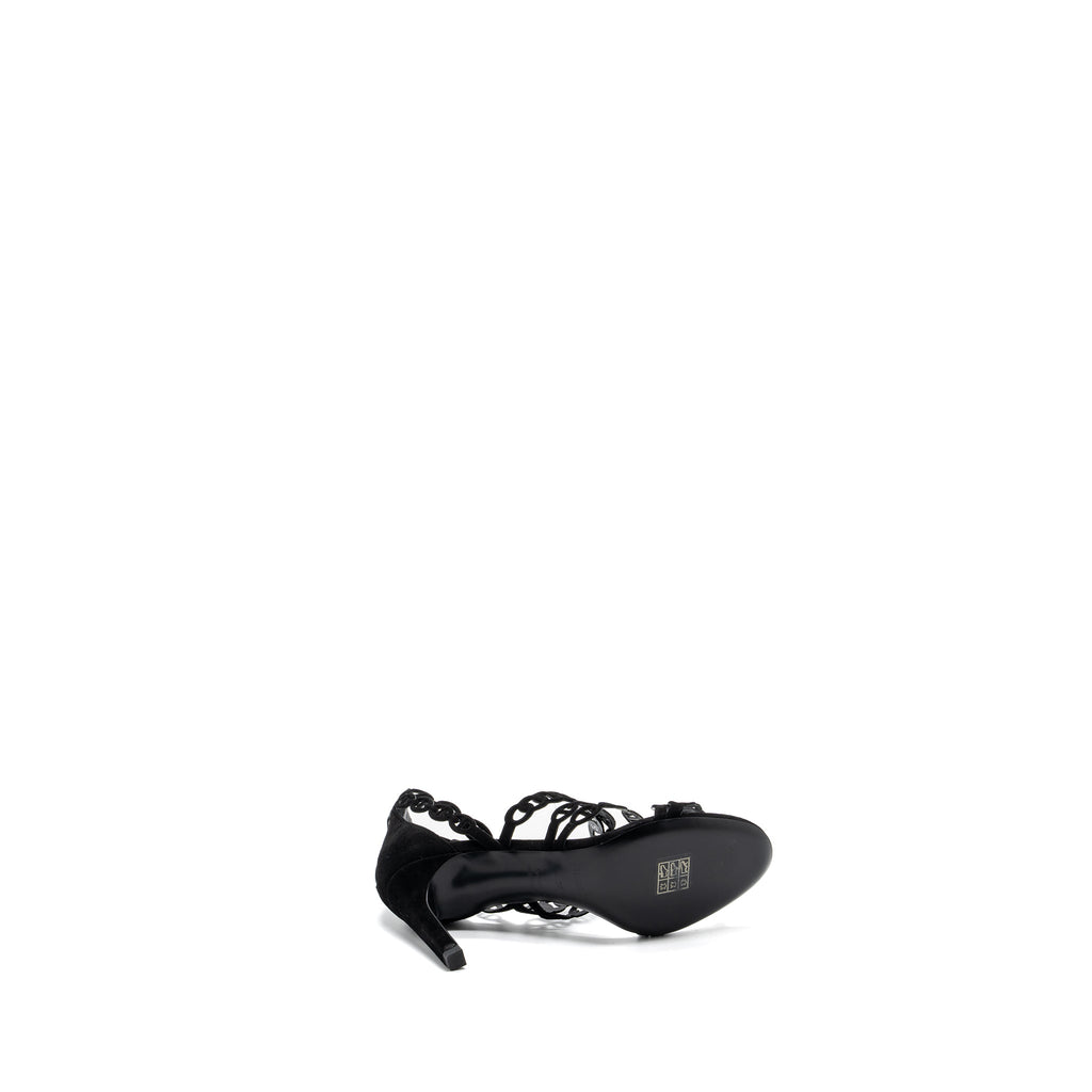 HERMES ROMY SANDALS SUEDE BLACK