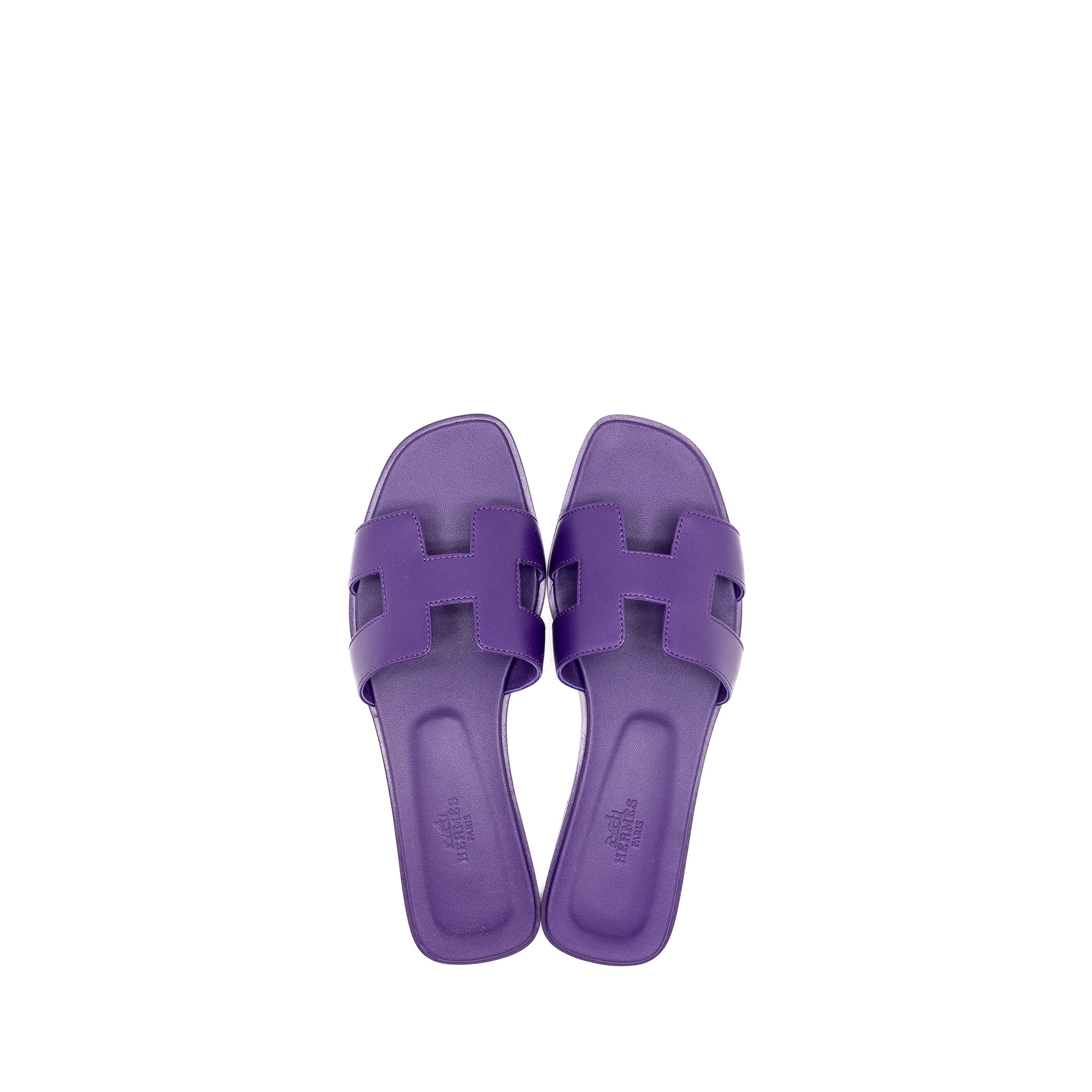 HERMES ORAN SANDAL CALFSKIN VIOLET MAJORETT