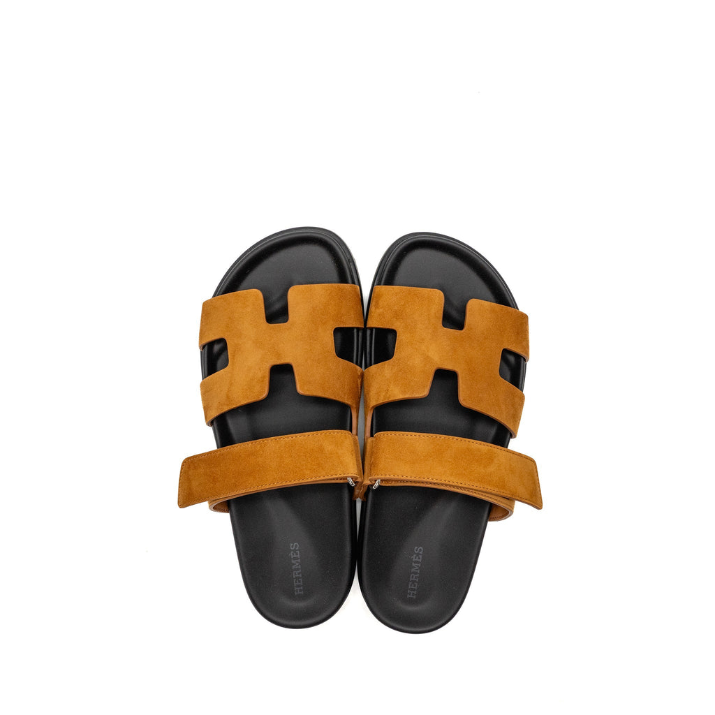 HERMES CHYPRE SANDAL SUEDE GOATSKIN GOLD