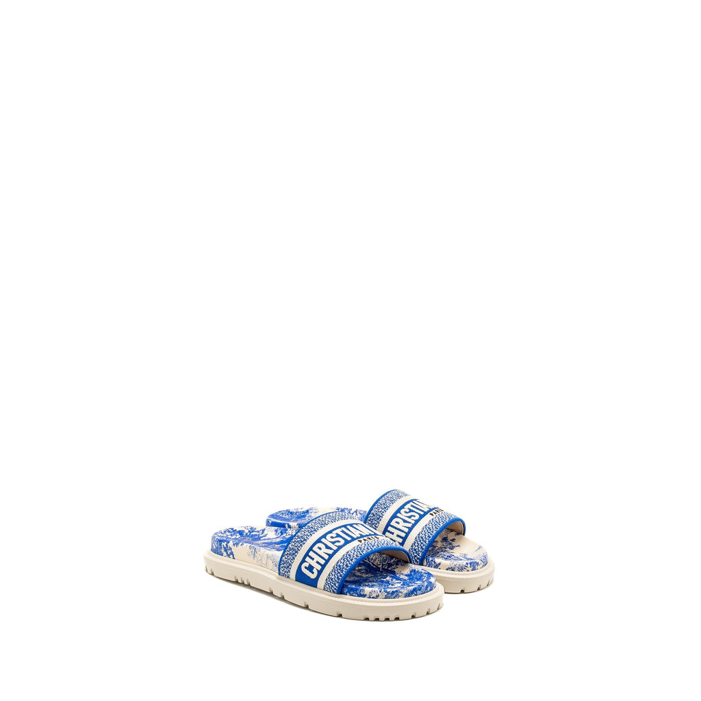 DIOR SANDALS EMBROIDERED COTTON/ RUBBER BLUE