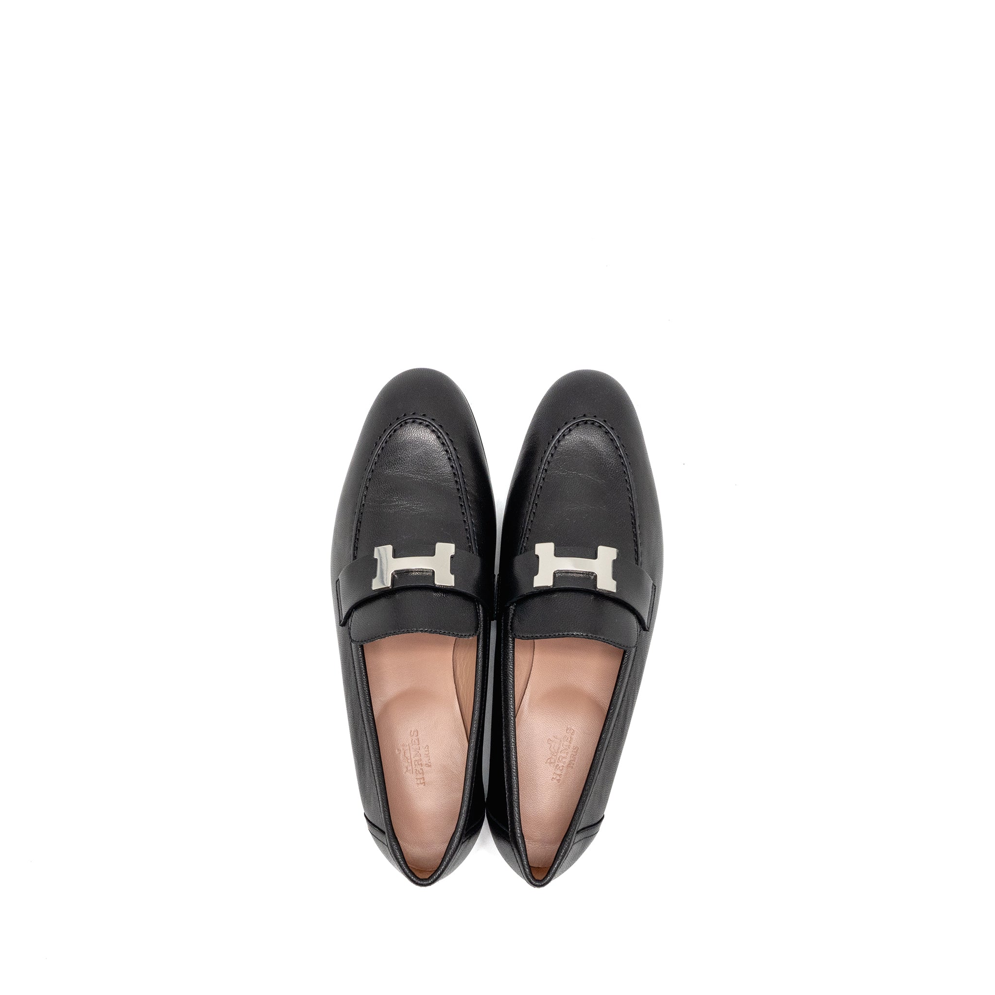 HERMES MOCASSIN PARIS LOAFER CHEVRE BLACK SHW