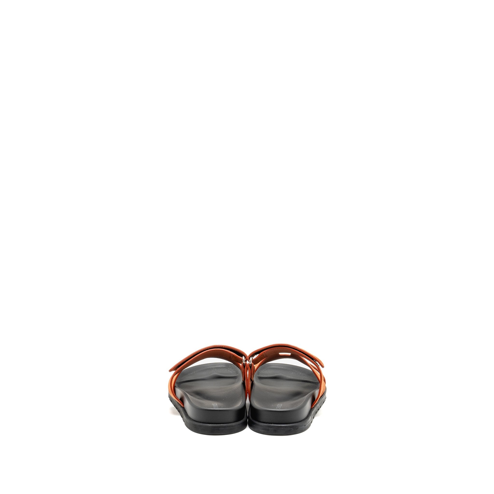 HERMES CHYPRE SANDALS SUEDE GOATSKIN ORANGE CANYON
