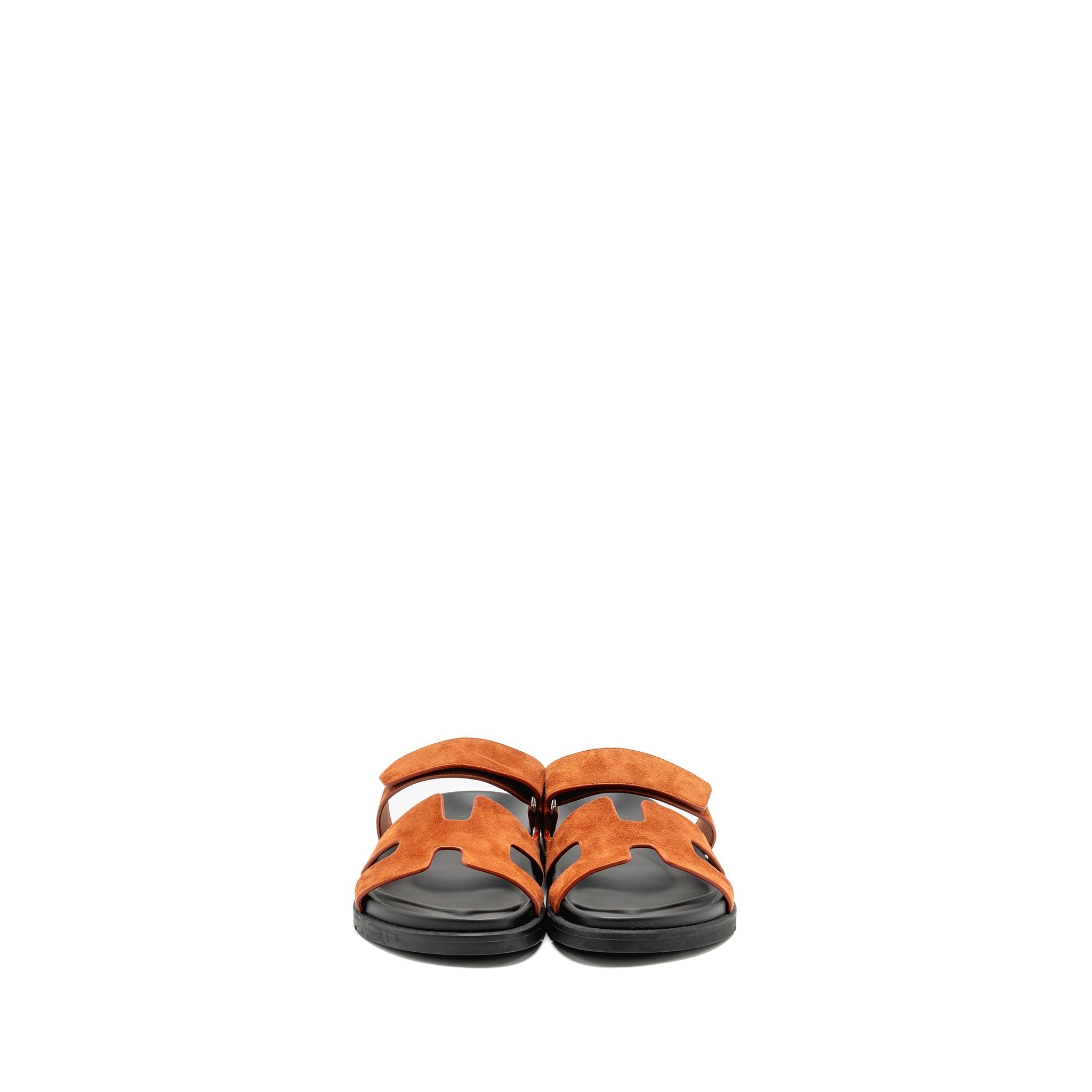 HERMES CHYPRE SANDALS SUEDE GOATSKIN ORANGE CANYON